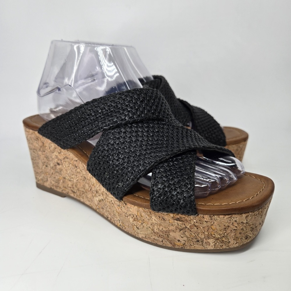 Blowfish Malibu Wedge Sandals Women's 8.5 Platform Black Resort Cruise Y2K Chunk